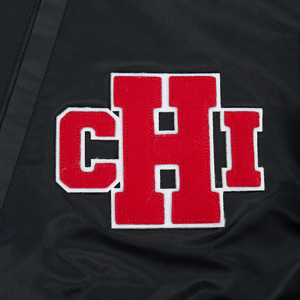 NBA CHICAGO BULLS LETTERMAN MEN'S SATIN JACKET (BLACK) - Image 13