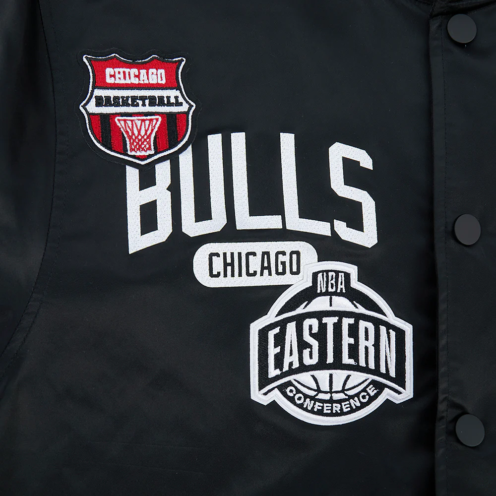 NBA CHICAGO BULLS LETTERMAN MEN'S SATIN JACKET (BLACK) - Image 14