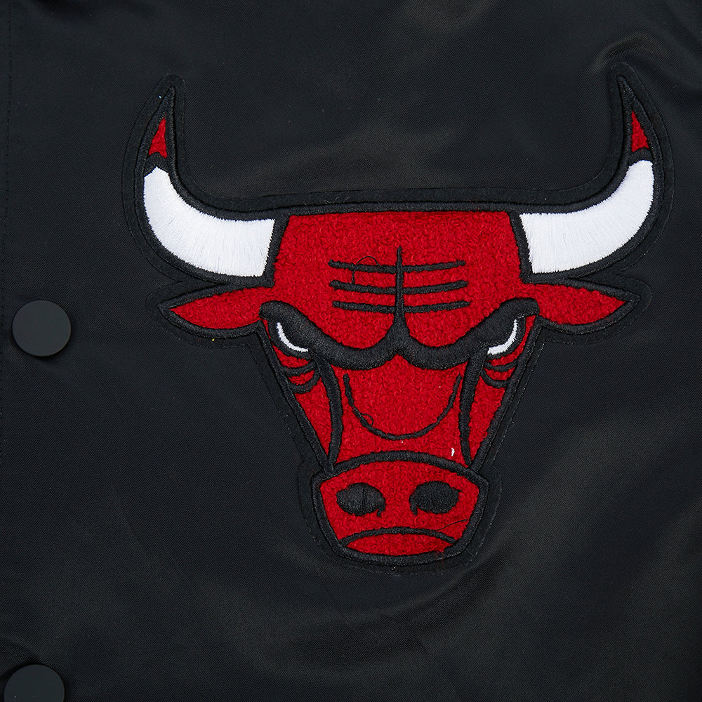 NBA CHICAGO BULLS LETTERMAN MEN'S SATIN JACKET (BLACK) - Image 15