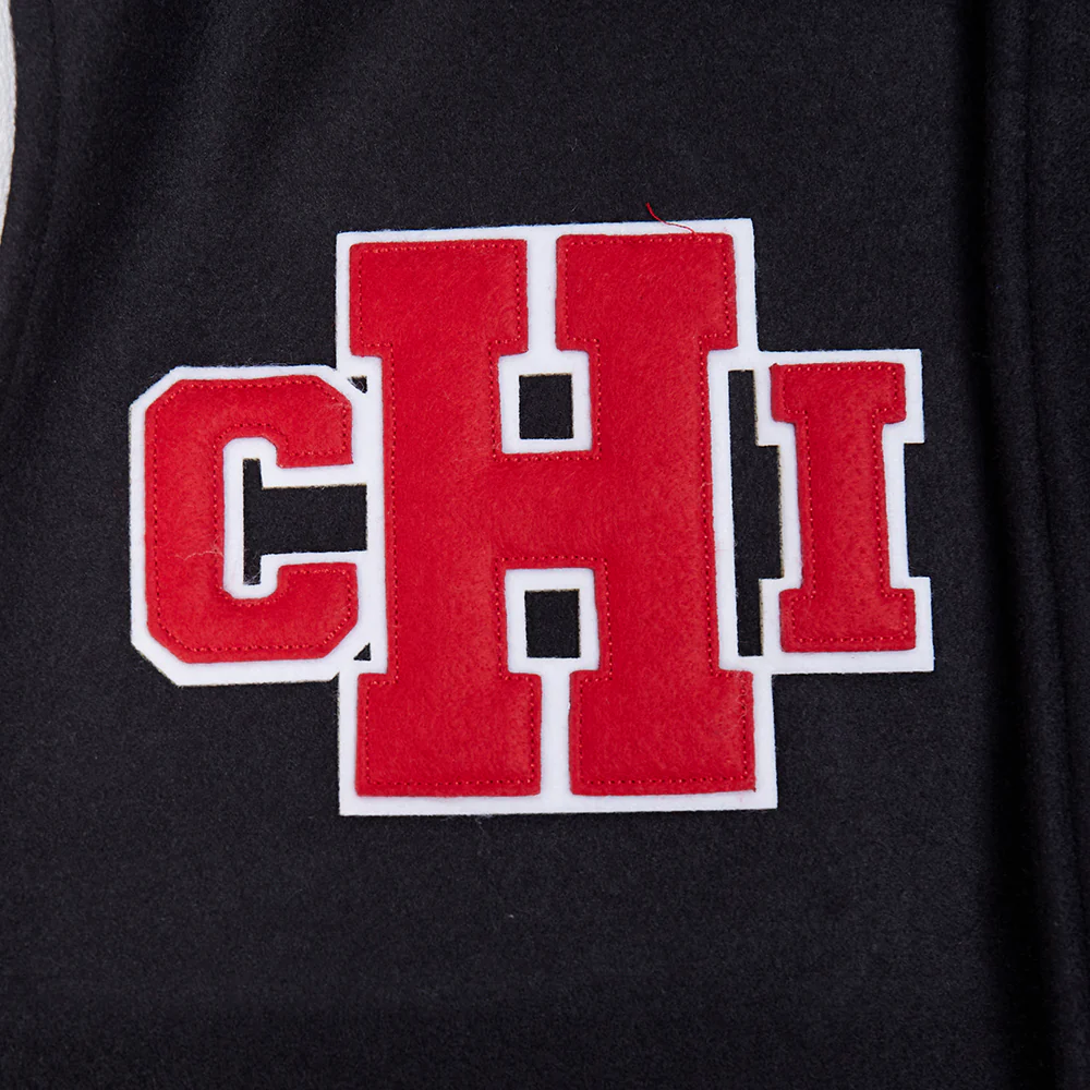 NBA CHICAGO BULLS LETTERMAN MEN'S VARSITY JACKET (BLACK/WHITE) - Image 8