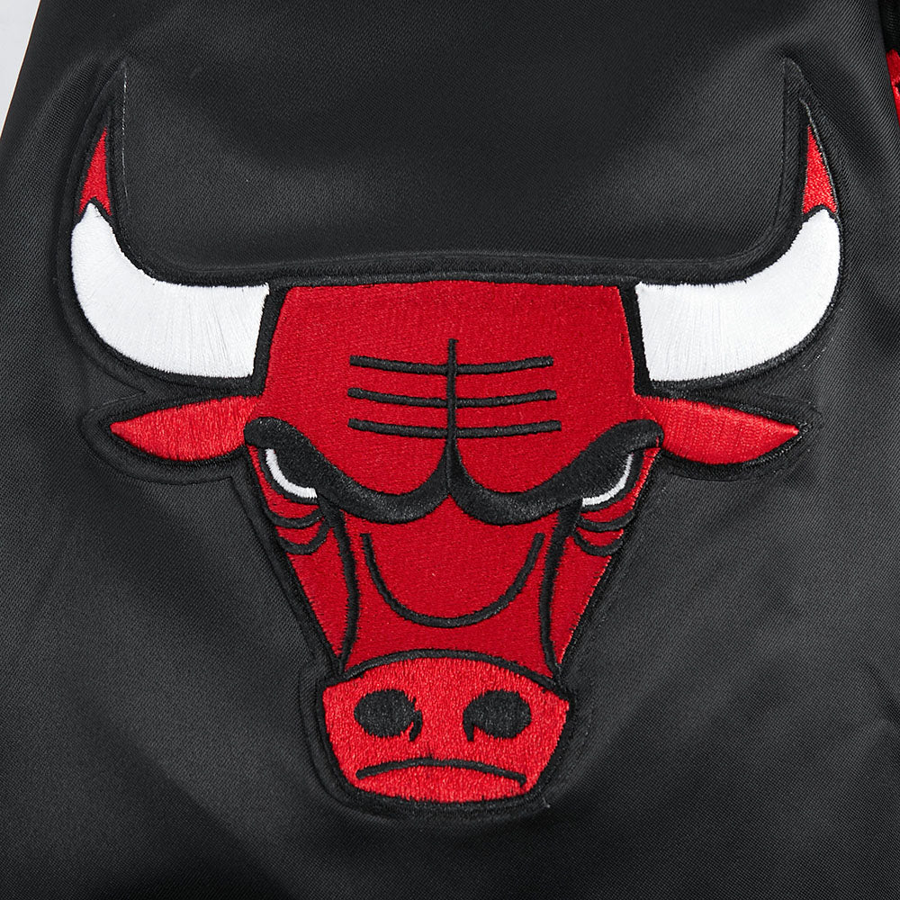NBA CHICAGO BULLS CITY ARCH MEN'S SATIN JACKET (BLACK) - Image 6