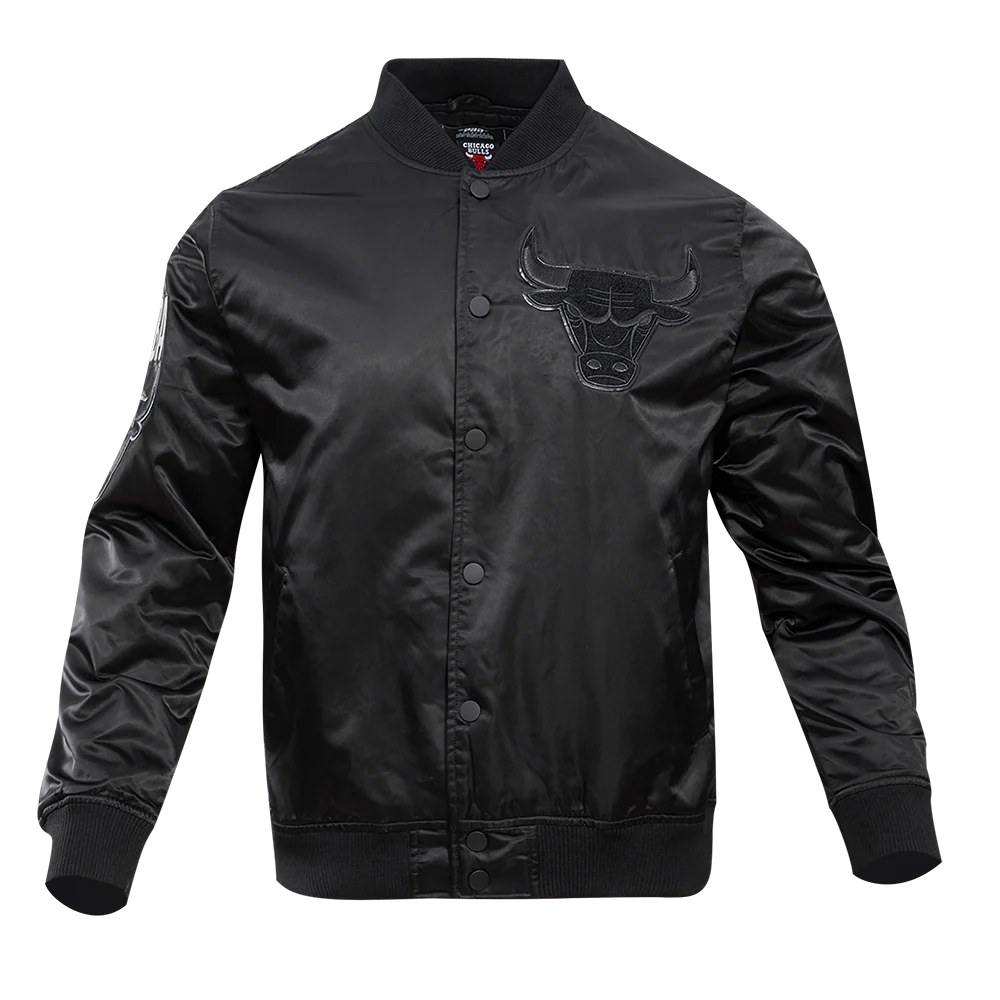 NBA CHICAGO BULLS TRIPLE BLACK MEN'S SATIN JACKET (BLACK) - Image 3