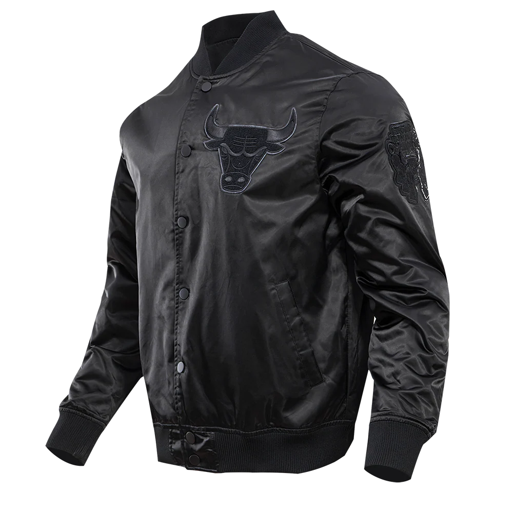 NBA CHICAGO BULLS TRIPLE BLACK MEN'S SATIN JACKET (BLACK) - Image 4