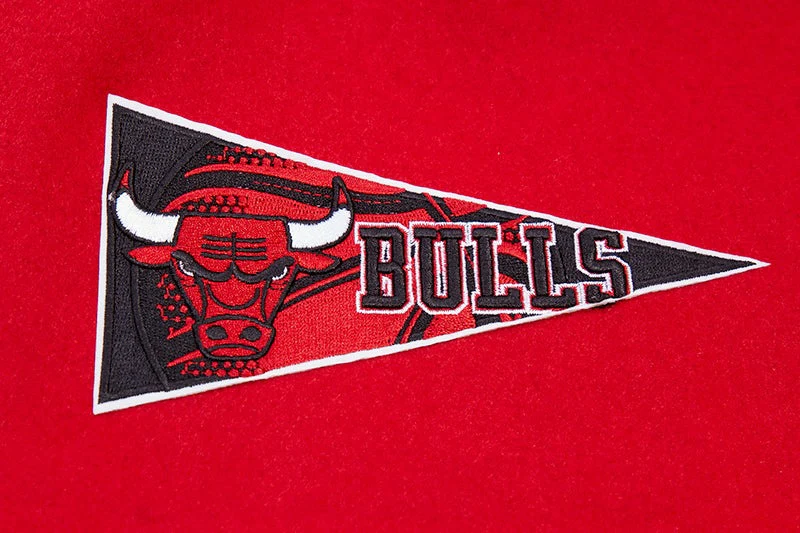 NBA CHICAGO BULLS RETRO CLASSIC MEN'S RIB WOOL VARSITY JACKET (RED/BLACK) - Image 5