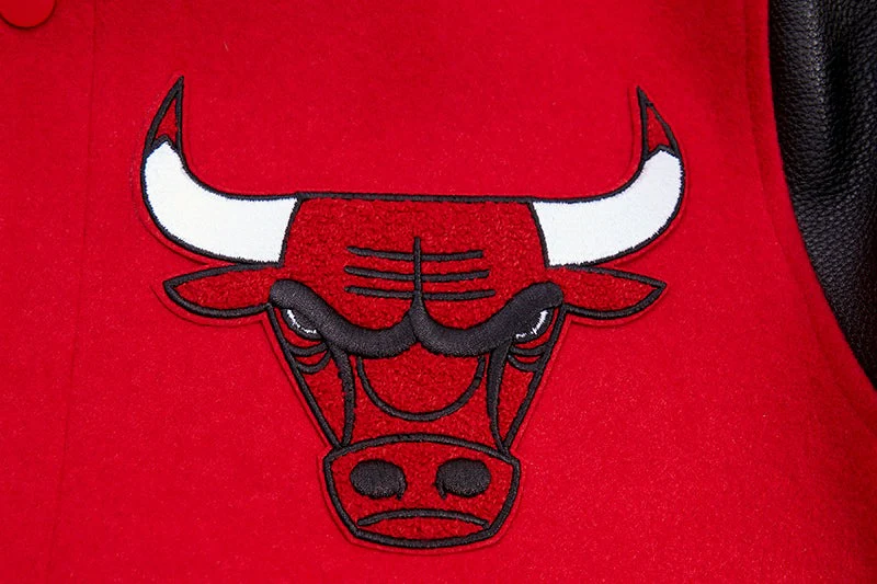 NBA CHICAGO BULLS RETRO CLASSIC MEN'S RIB WOOL VARSITY JACKET (RED/BLACK) - Image 7