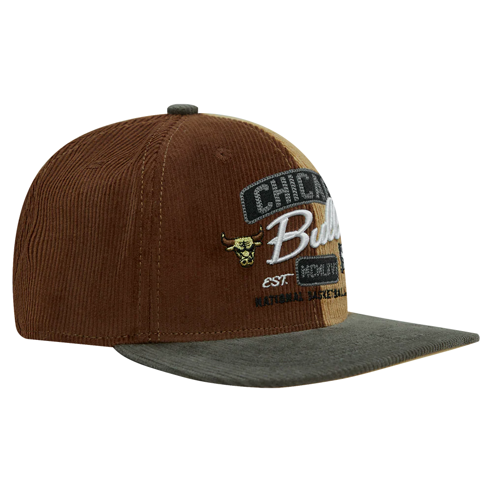 NBA CHICAGO BULLS MULTI CORDUROY SNAPBACK HAT (BROWN/MULTI) - Image 2