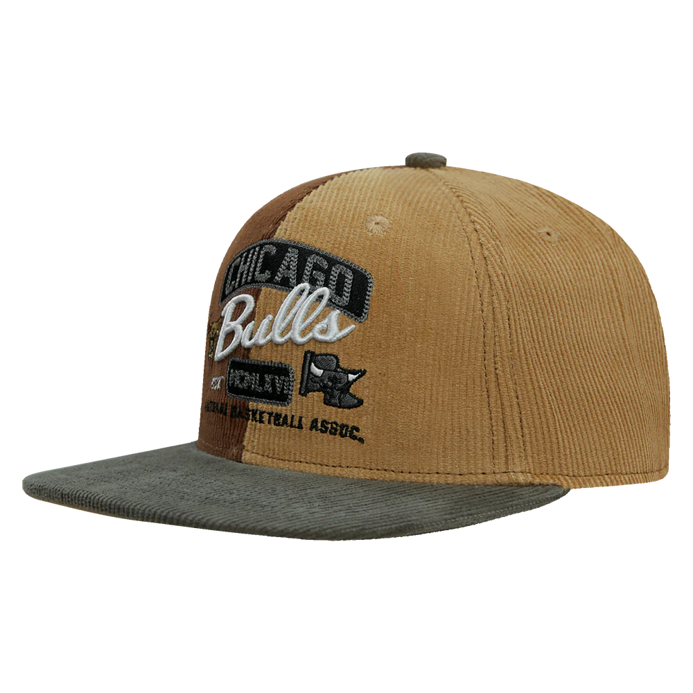 NBA CHICAGO BULLS MULTI CORDUROY SNAPBACK HAT (BROWN/MULTI) - Image 3