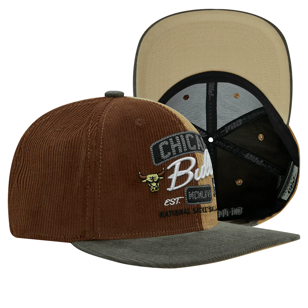 NBA CHICAGO BULLS MULTI CORDUROY SNAPBACK HAT (BROWN/MULTI) - Image 8