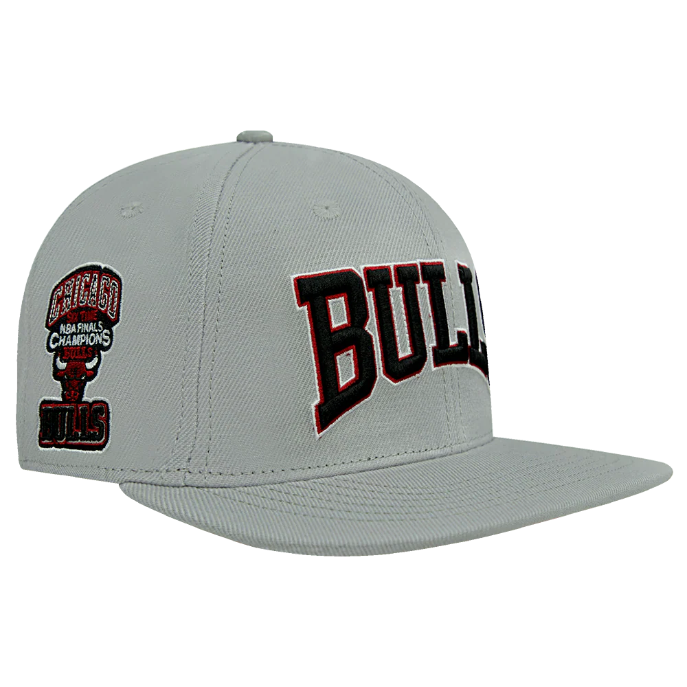 NBA CHICAGO BULLS CREST EMBLEM UNISEX WORDMARK WOOL SNAPBACK HAT (GRAY) - Image 2