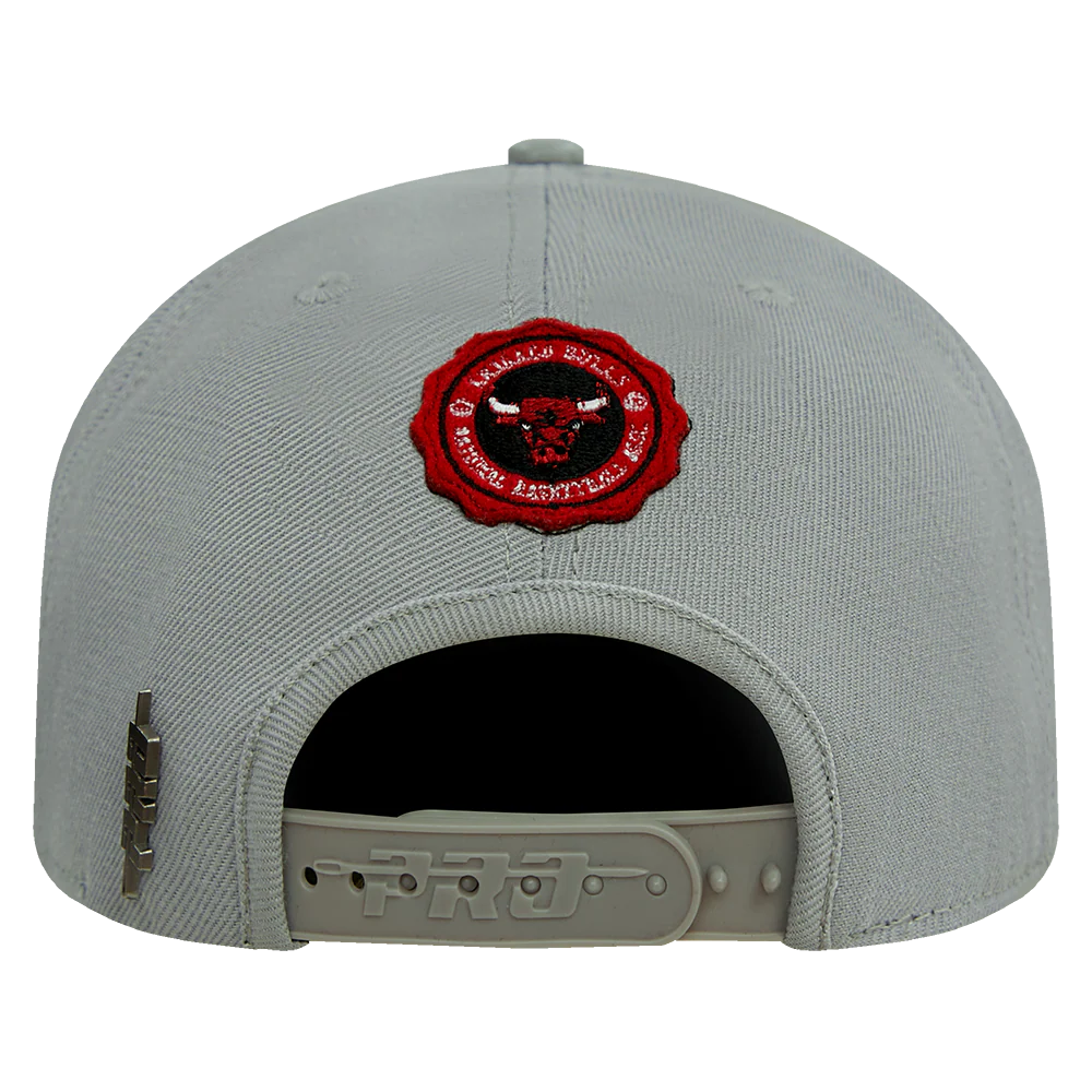 NBA CHICAGO BULLS CREST EMBLEM UNISEX WORDMARK WOOL SNAPBACK HAT (GRAY) - Image 5