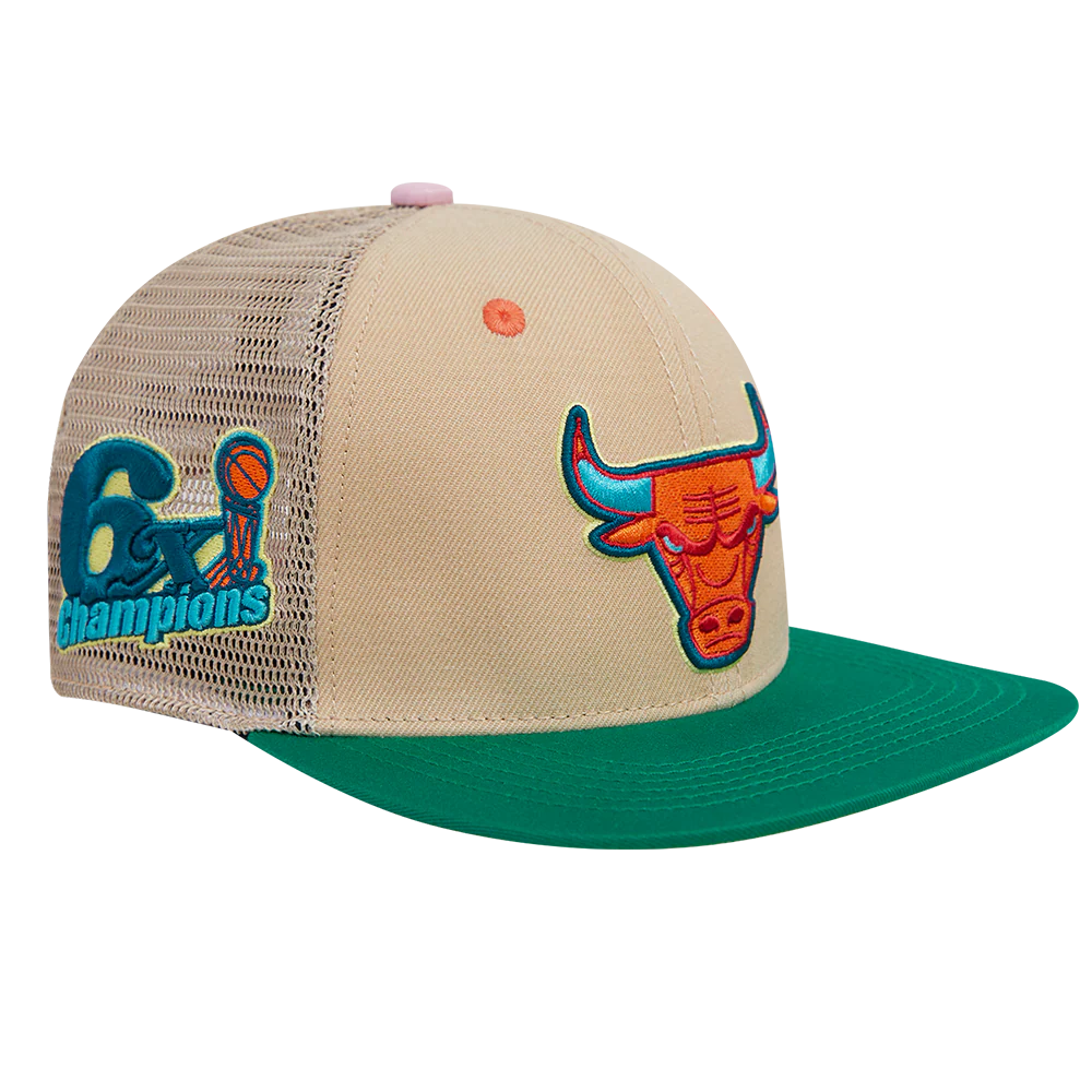 NBA CHICAGO BULLS RETRO TRUCKER (KHAKI/ MINT) - Image 2