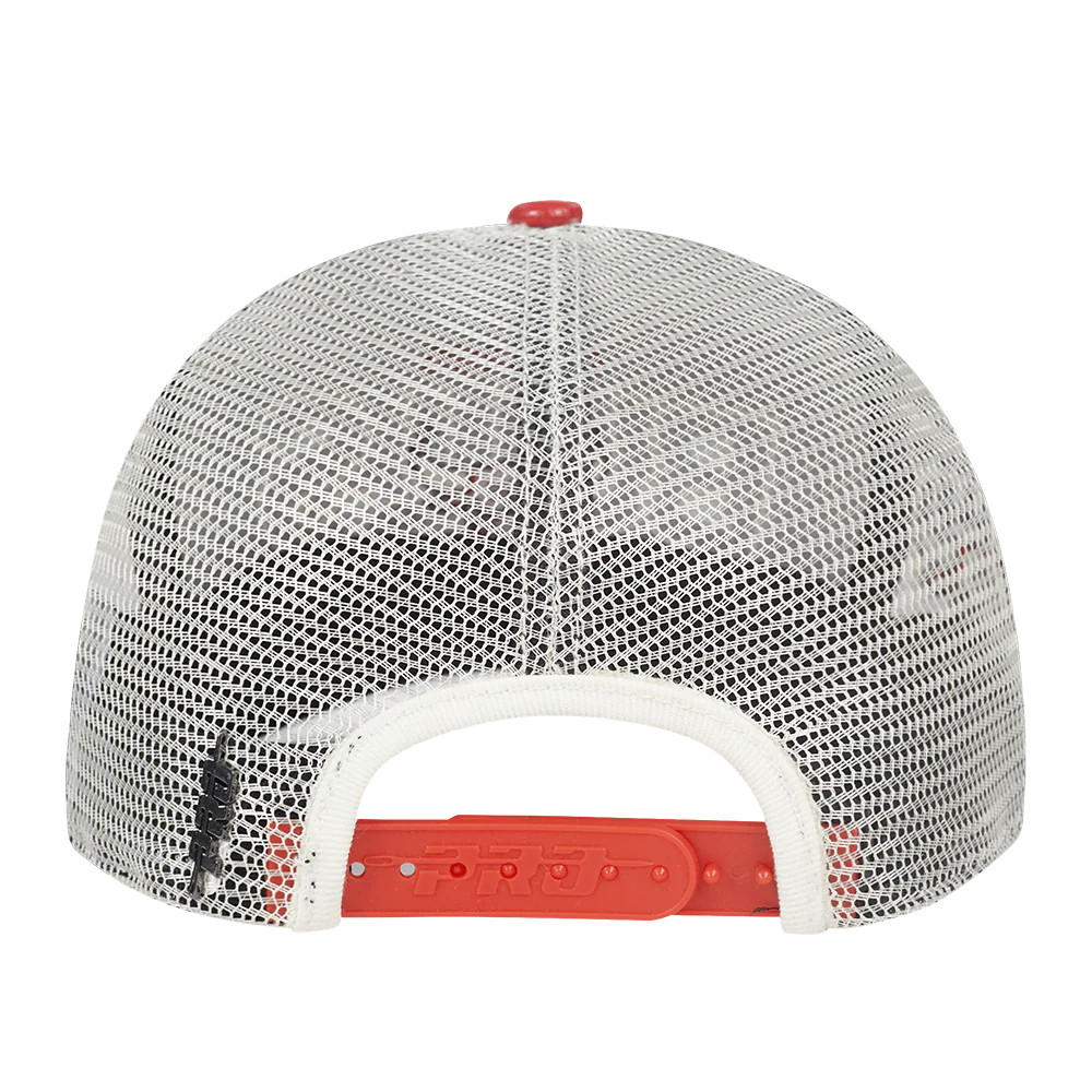 NBA CHICAGO BULLS STACKS 2 TONE WORDMARK PINCH FRONT TRUCKER (BLACK/RED) - Image 4