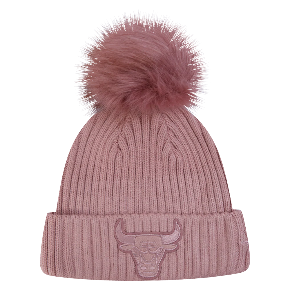 NBA CHICAGO BULLS WASHED CLASSIC UNLINED PRO BEANIE FUR POM CUFF (DEAUVILLE MAUVE)