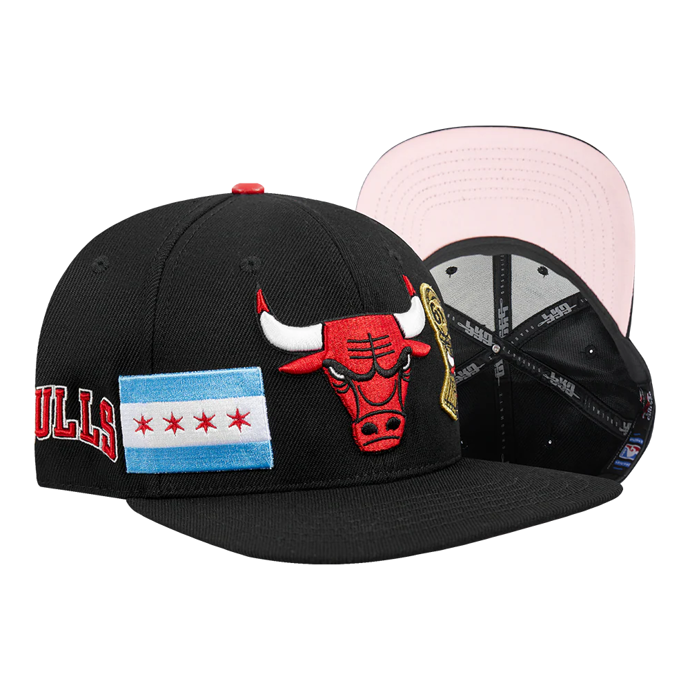 NBA CHICAGO BULLS CITY DOUBLE FRONT LOGO UNISEX SNAPBACK HAT (BLACK/PINK) - Image 8