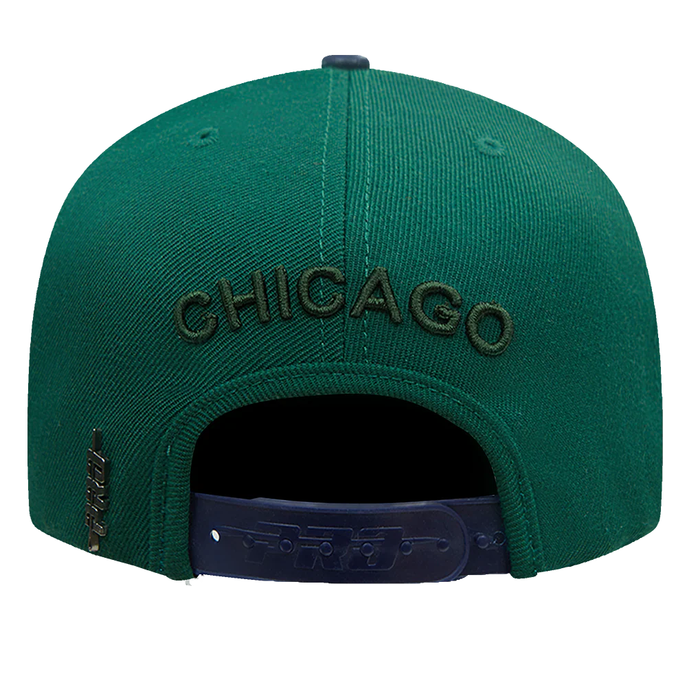 NBA CHICAGO BULLS AUTUMN BREEZE 2 TONE WOOL UNISEX SNAPBACK HAT (FOREST GREEN/MIDNIGHT NAVY) - Image 5