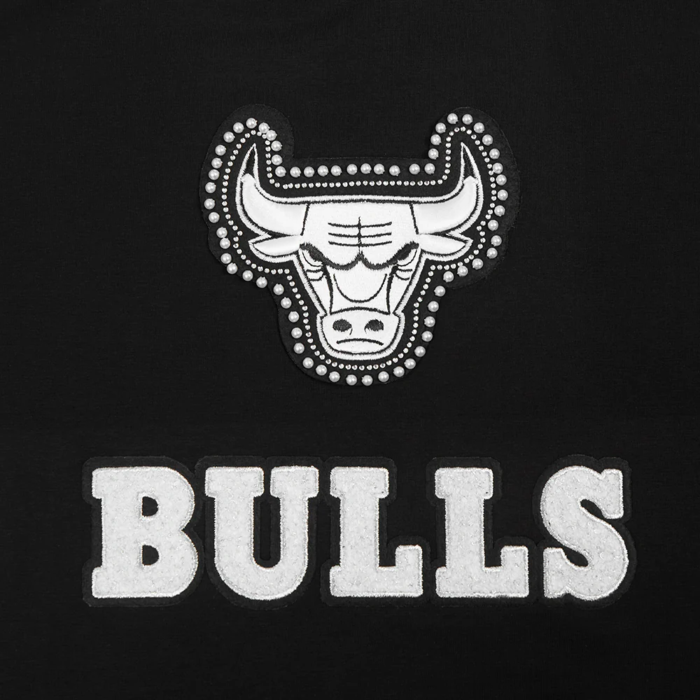 NBA CHICAGO BULLS PEARLS WOMEN'S SINGLE JERSEY BOXY TEE (BLACK) - Image 5