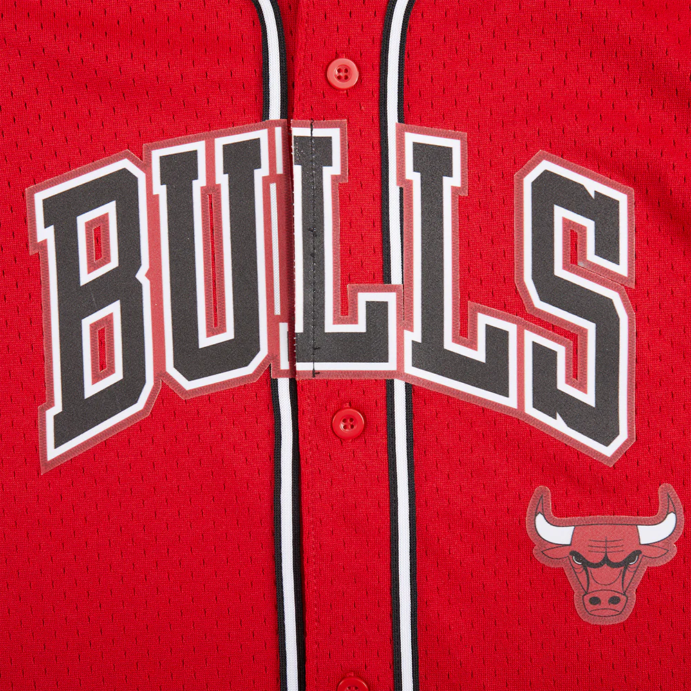 NBA CHICAGO BULLS CLASSIC BIG BOYS MESH BUTTON DOWN SHIRT (RED/BLACK) - Image 5
