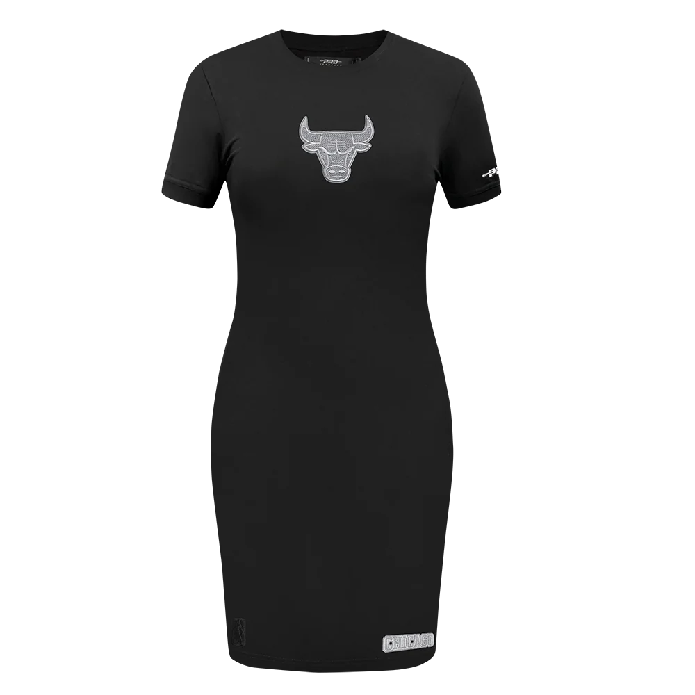 NBA CHICAGO BULLS REVERSE FRENCH TERRY WOMEN'S BODYCON DRESS (BLACK)