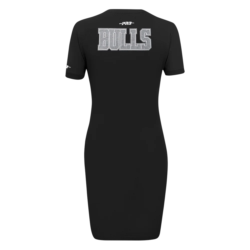 NBA CHICAGO BULLS REVERSE FRENCH TERRY WOMEN'S BODYCON DRESS (BLACK) - Image 3