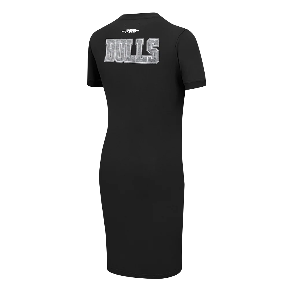 NBA CHICAGO BULLS REVERSE FRENCH TERRY WOMEN'S BODYCON DRESS (BLACK) - Image 4
