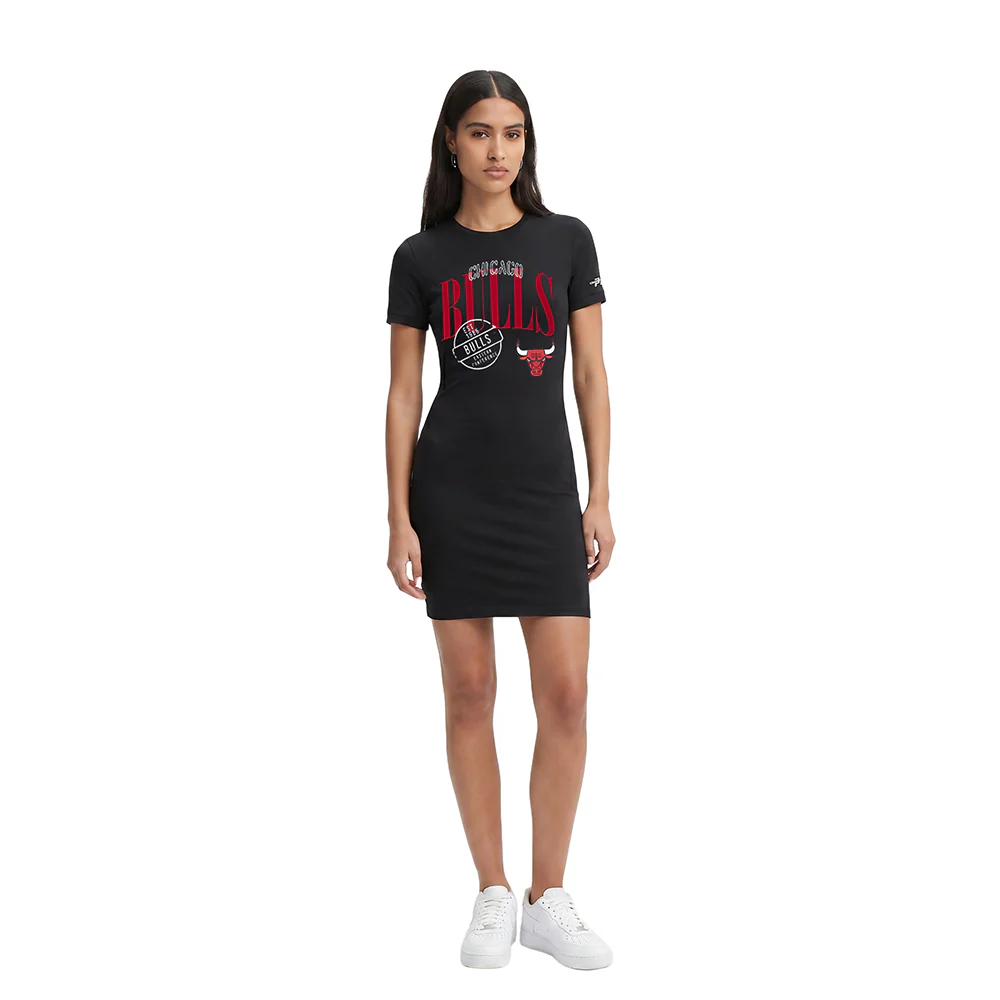 NBA CHICAGO BULLS STAMPED WOMEN'S BODY CON DRESS (BLACK)