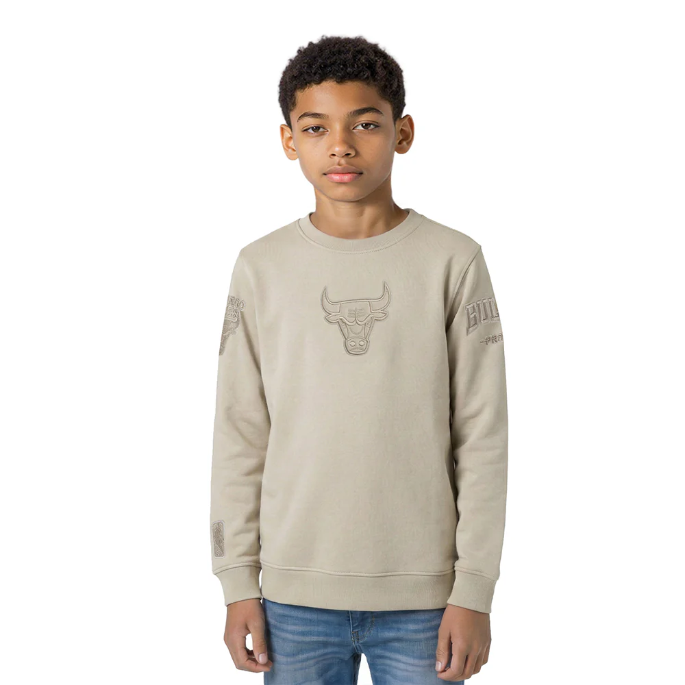 NBA CHICAGO BULLS NEUTRAL BIG BOYS FLEECE CREWNECK (TAUPE)