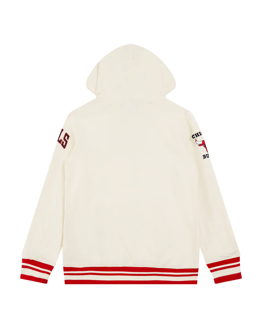 NBA CHICAGO BULLS RETRO CLASSIC LITTLE GIRLS RIB FLEECE PULLOVER HOODIE (EGGSHELL/ RED) - Image 2