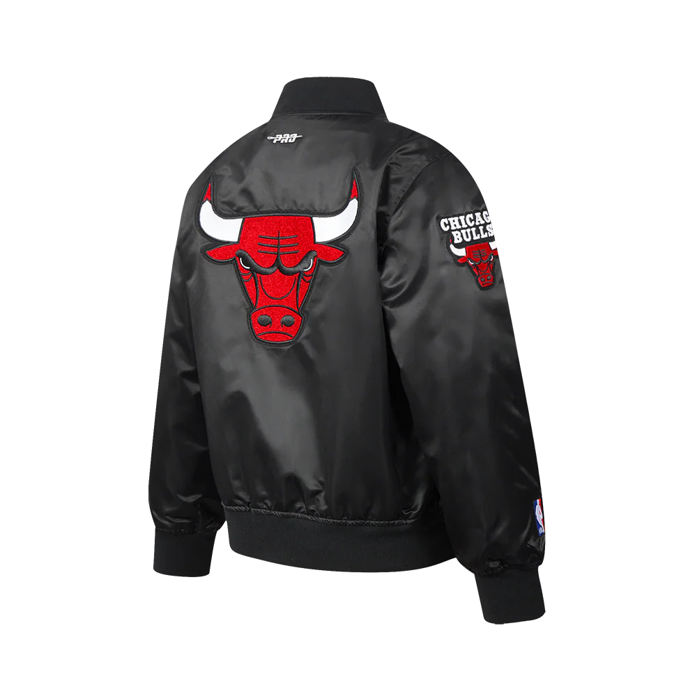 NBA CHICAGO BULLS CLASSIC BIG BOYS SATIN JACKET (BLACK) - Image 10