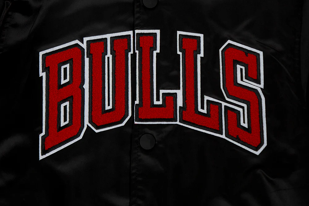 NBA CHICAGO BULLS CLASSIC BIG BOYS SATIN JACKET (BLACK) - Image 3