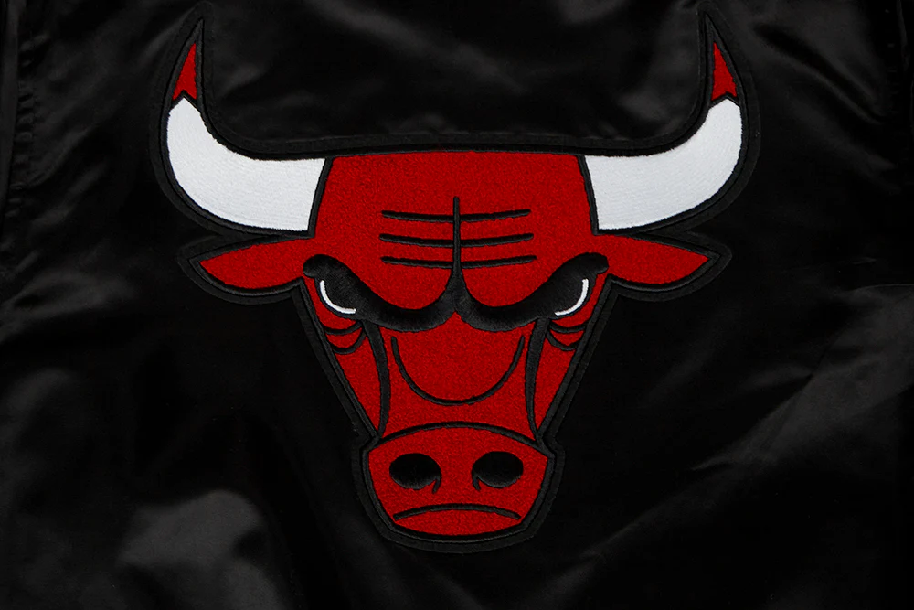 NBA CHICAGO BULLS CLASSIC BIG BOYS SATIN JACKET (BLACK) - Image 4