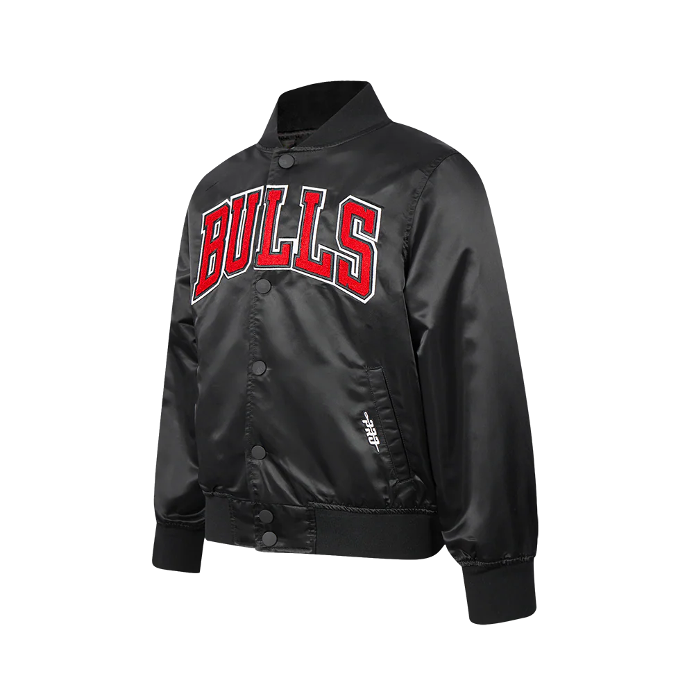 NBA CHICAGO BULLS CLASSIC BIG BOYS SATIN JACKET (BLACK) - Image 8