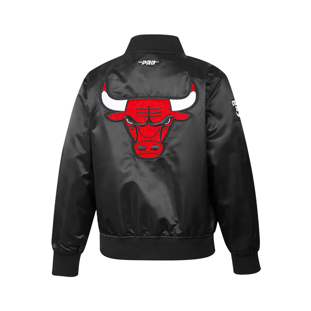 NBA CHICAGO BULLS CLASSIC BIG BOYS SATIN JACKET (BLACK) - Image 9