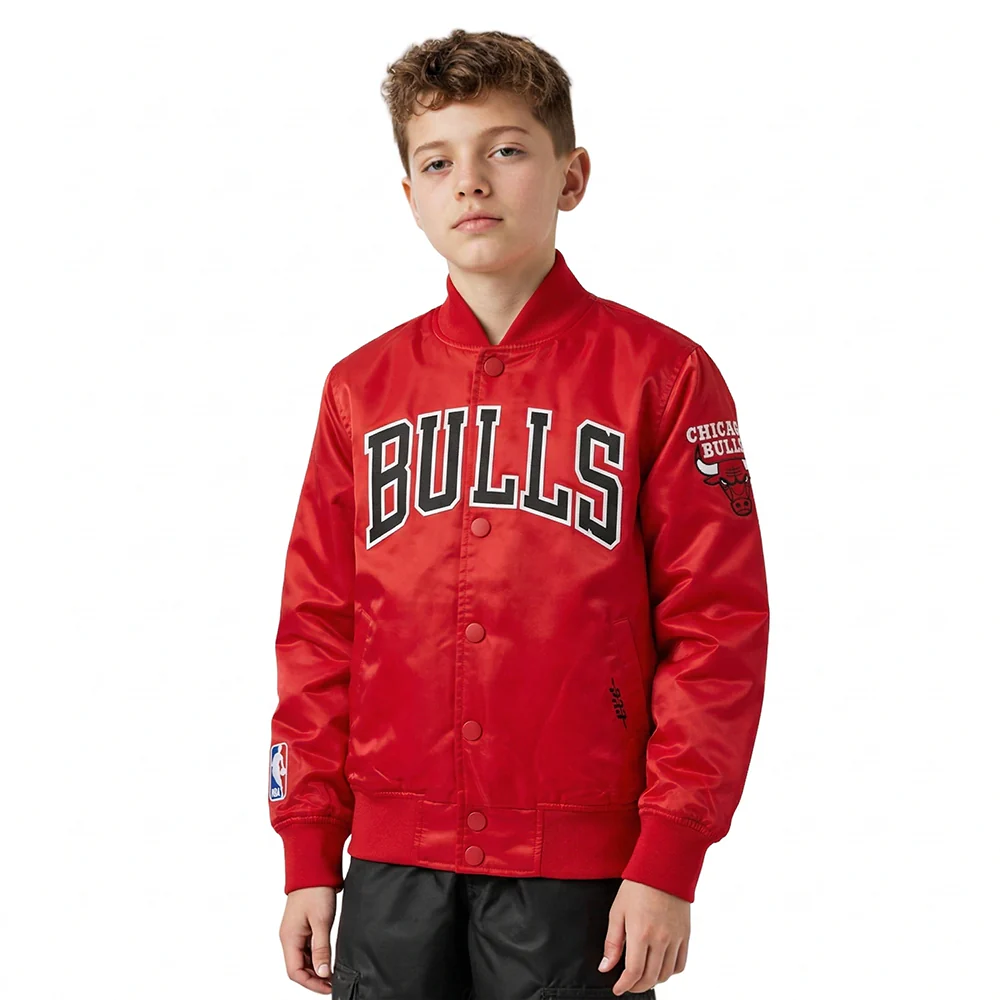 NBA CHICAGO BULLS CLASSIC BIG BOYS SATIN JACKET (RED)