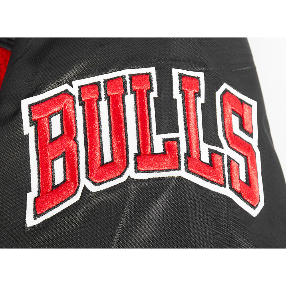 NBA CHICAGO BULLS RETRO CLASSIC BIG BOYS RIB SATIN JACKET (BLACK/RED/BLACK) - Image 6