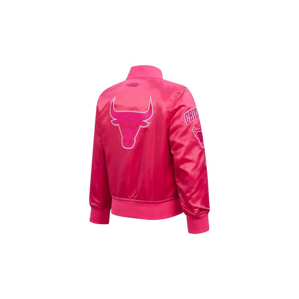 NBA CHICAGO BULLS TRIPLE PINK BIG GIRLS SATIN JACKET (BEETROOT PURPLE) - Image 4