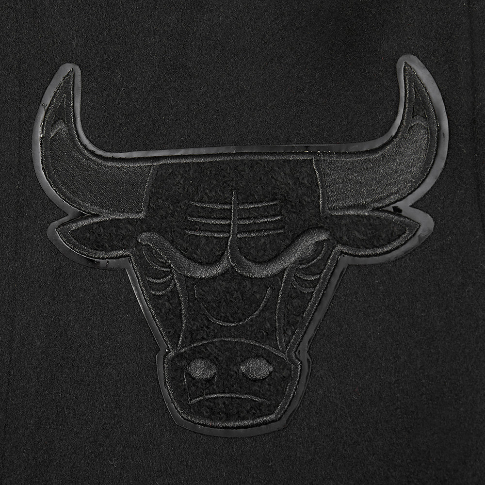 NBA CHICAGO BULLS TRIPLE BLACK BIG BOYS WOOL VARSITY JACKET (JET BLACK) - Image 5