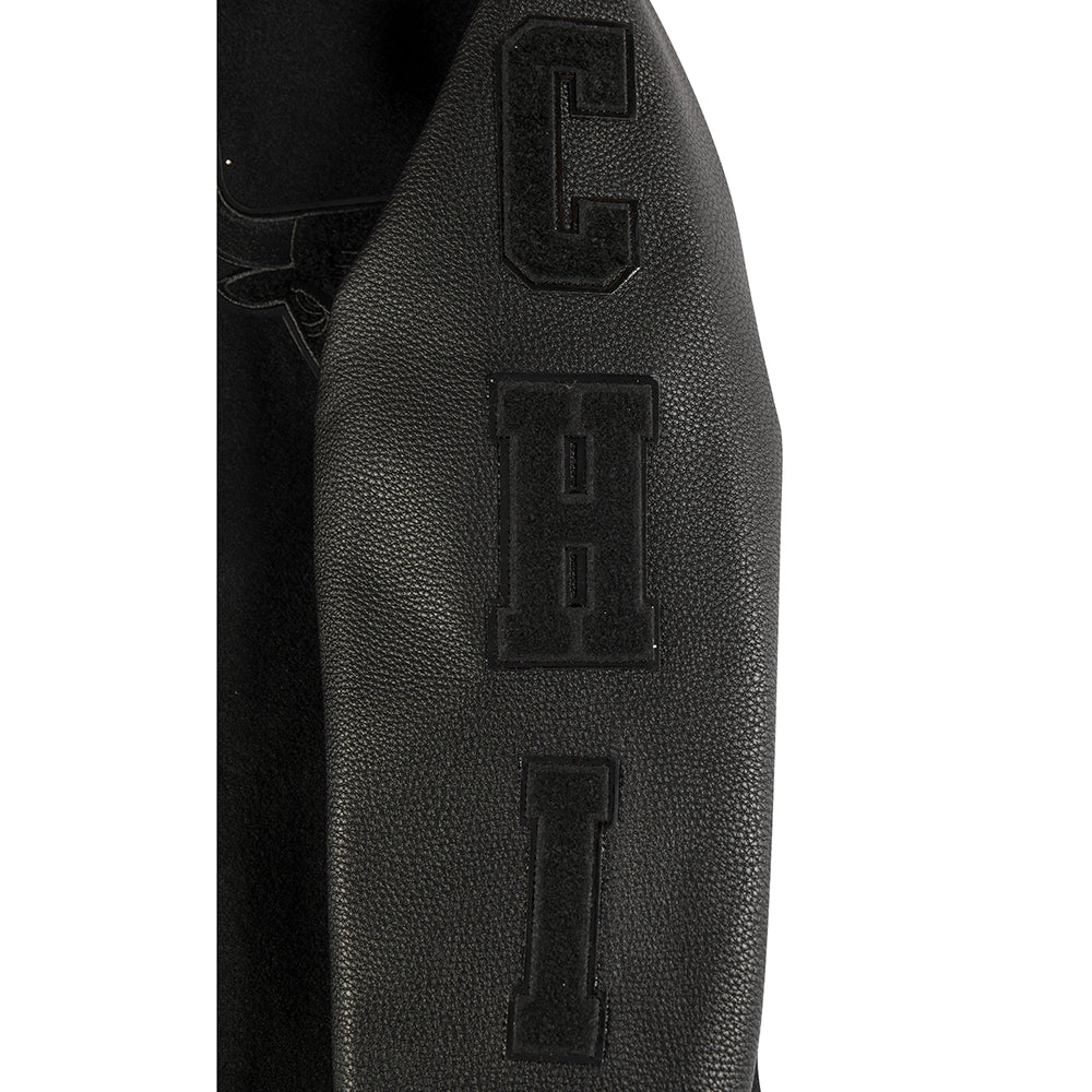 NBA CHICAGO BULLS TRIPLE BLACK BIG BOYS WOOL VARSITY JACKET (JET BLACK) - Image 7