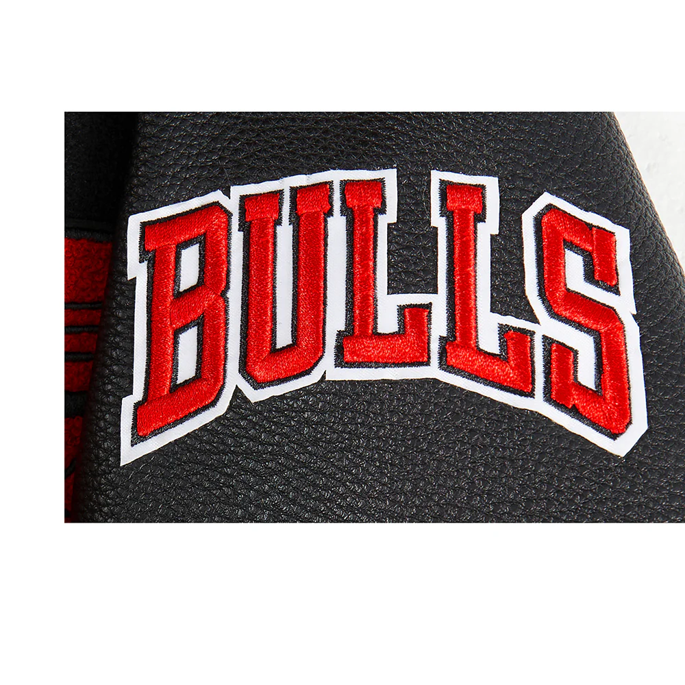 NBA CHICAGO BULLS RETRO CLASSIC BIG BOYS RIB WOOL VARSITY JACKET (BLACK/RED/BLACK) - Image 6