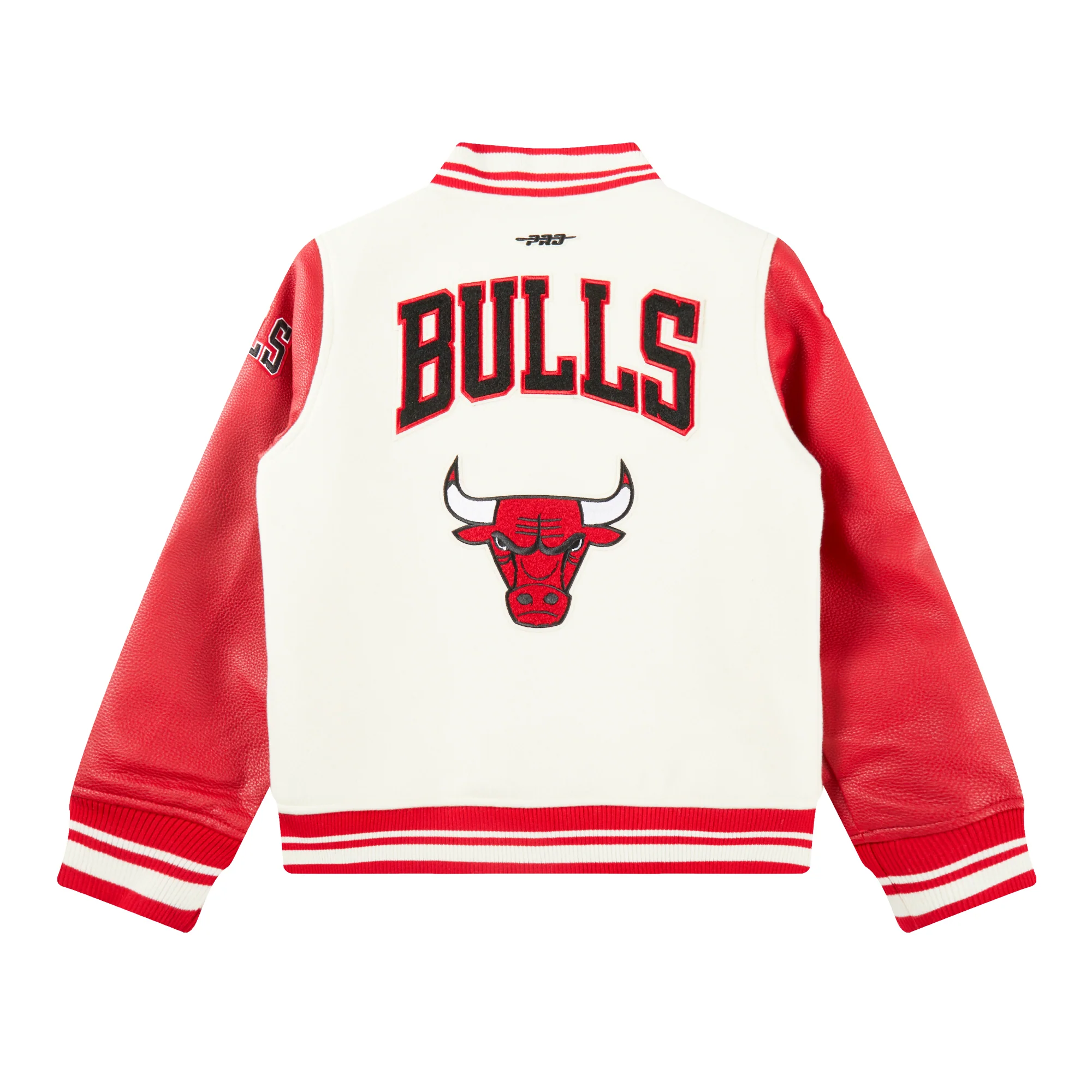 NBA CHICAGO BULLS RETRO CLASSIC BIG BOYS RIB WOOL VARSITY JACKET (EGGSHELL/ RED) - Image 2