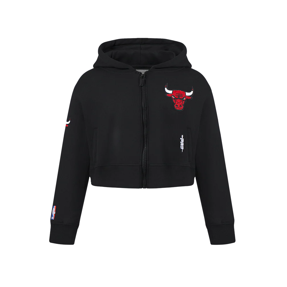 NBA CHICAGO BULLS CLASSIC BIG GIRLS FLEECE FULL ZIP HOODIE (BLACK)