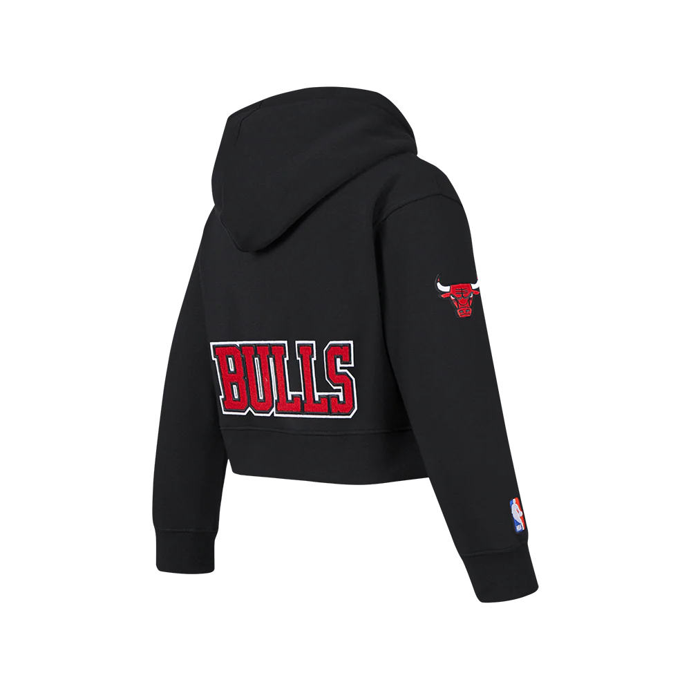NBA CHICAGO BULLS CLASSIC BIG GIRLS FLEECE FULL ZIP HOODIE (BLACK) - Image 4