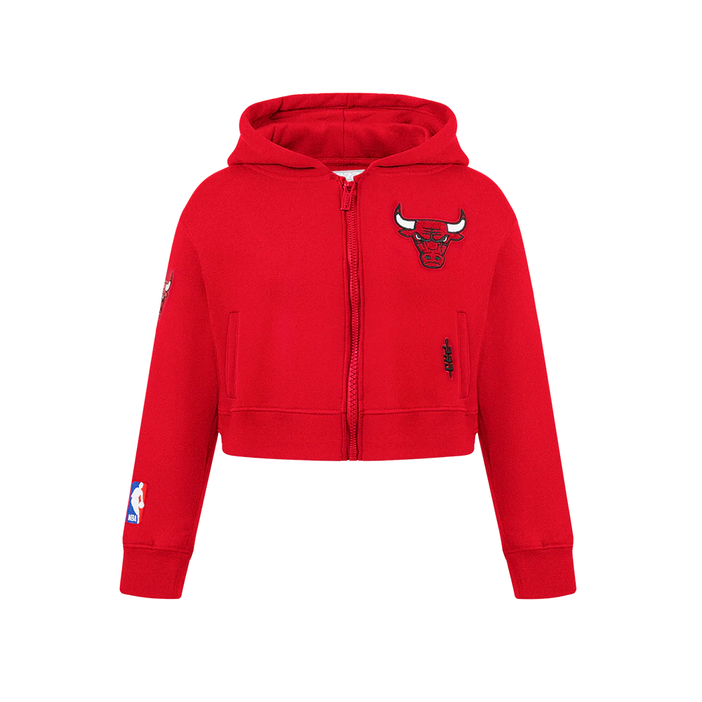 NBA CHICAGO BULLS CLASSIC BIG GIRLS FLEECE FULL ZIP HOODIE (RED)
