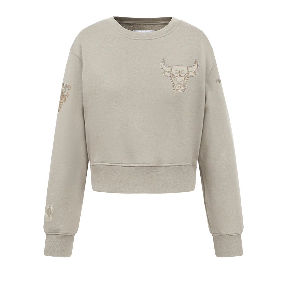 NBA CHICAGO BULLS NEUTRAL BIG GIRLS FLEECE CREWNECK (TAUPE)