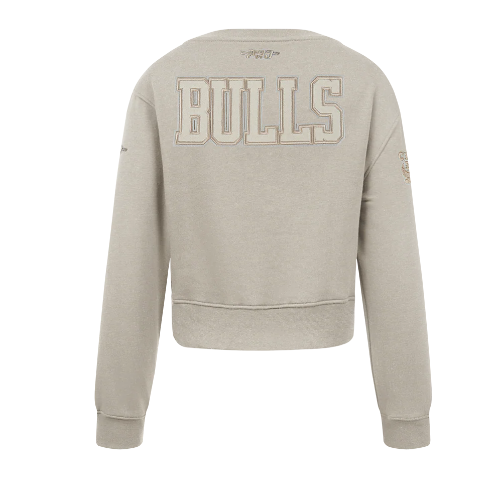 NBA CHICAGO BULLS NEUTRAL BIG GIRLS FLEECE CREWNECK (TAUPE) - Image 3