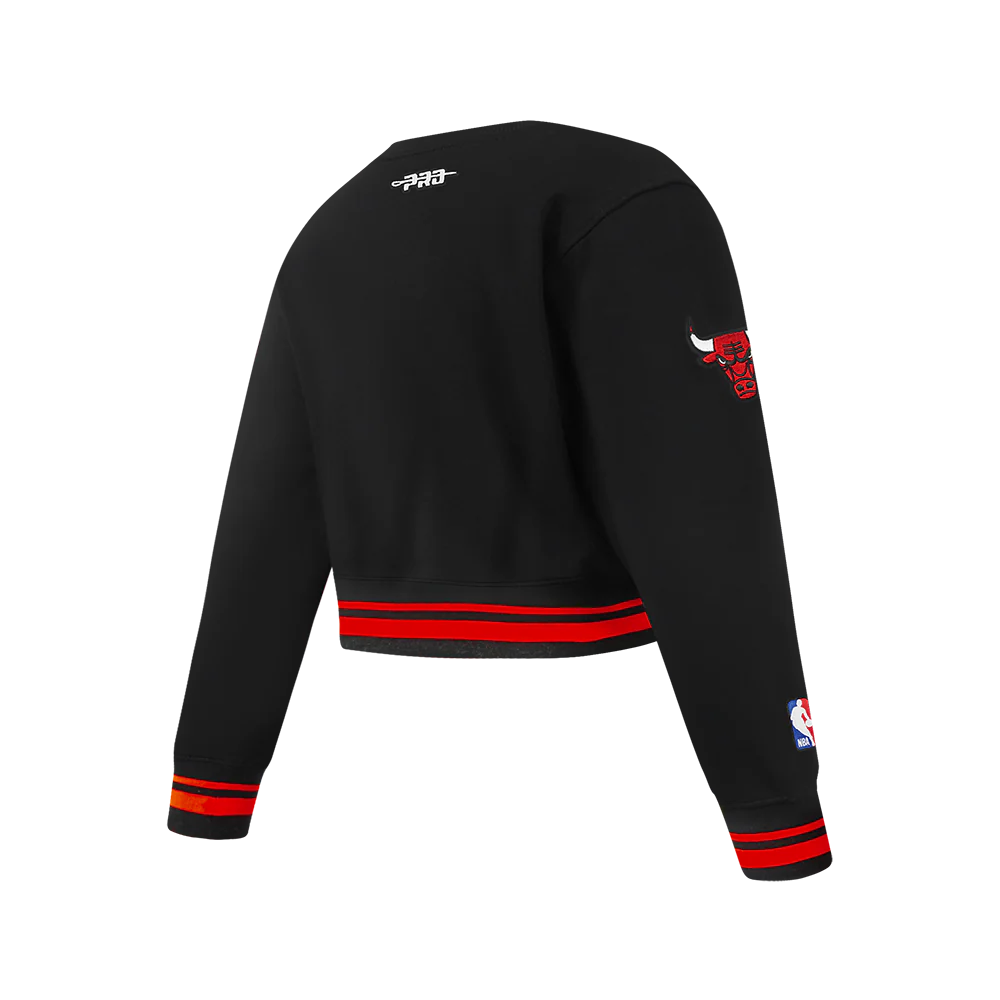 NBA CHICAGO BULLS RETRO CLASSIC BIG GIRLS RIB FLEECE CREWNECK (EGGSHELL/ RED) - Image 4