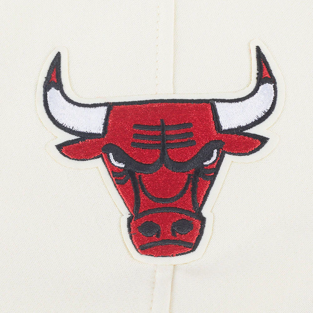 NBA CHICAGO BULLS RETRO CLASSIC BIG GIRLS RIB FLEECE PULLOVER HOODIE (EGGSHELL/ RED) - Image 8