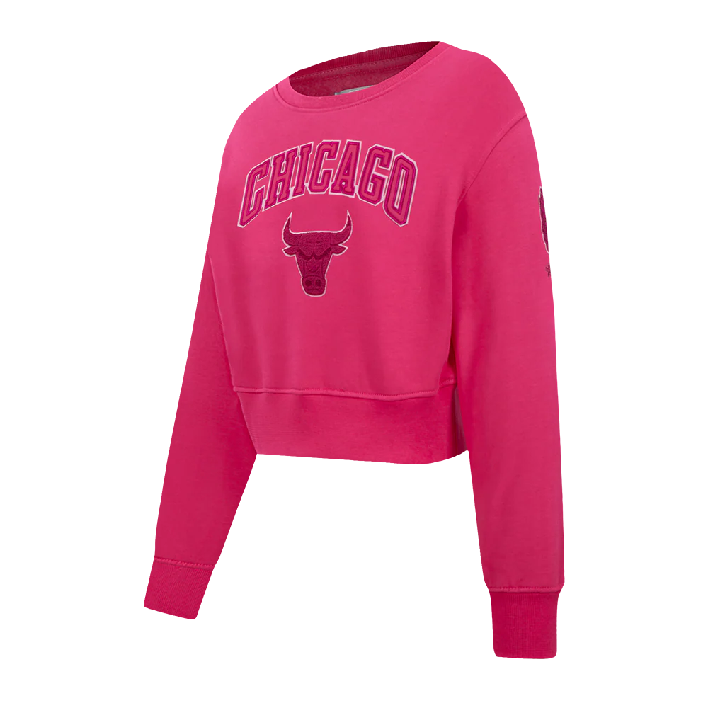 NBA CHICAGO BULLS TRIPLE PINK BIG GIRLS FLEECE CREWNECK (BEETROOT PURPLE) - Image 2