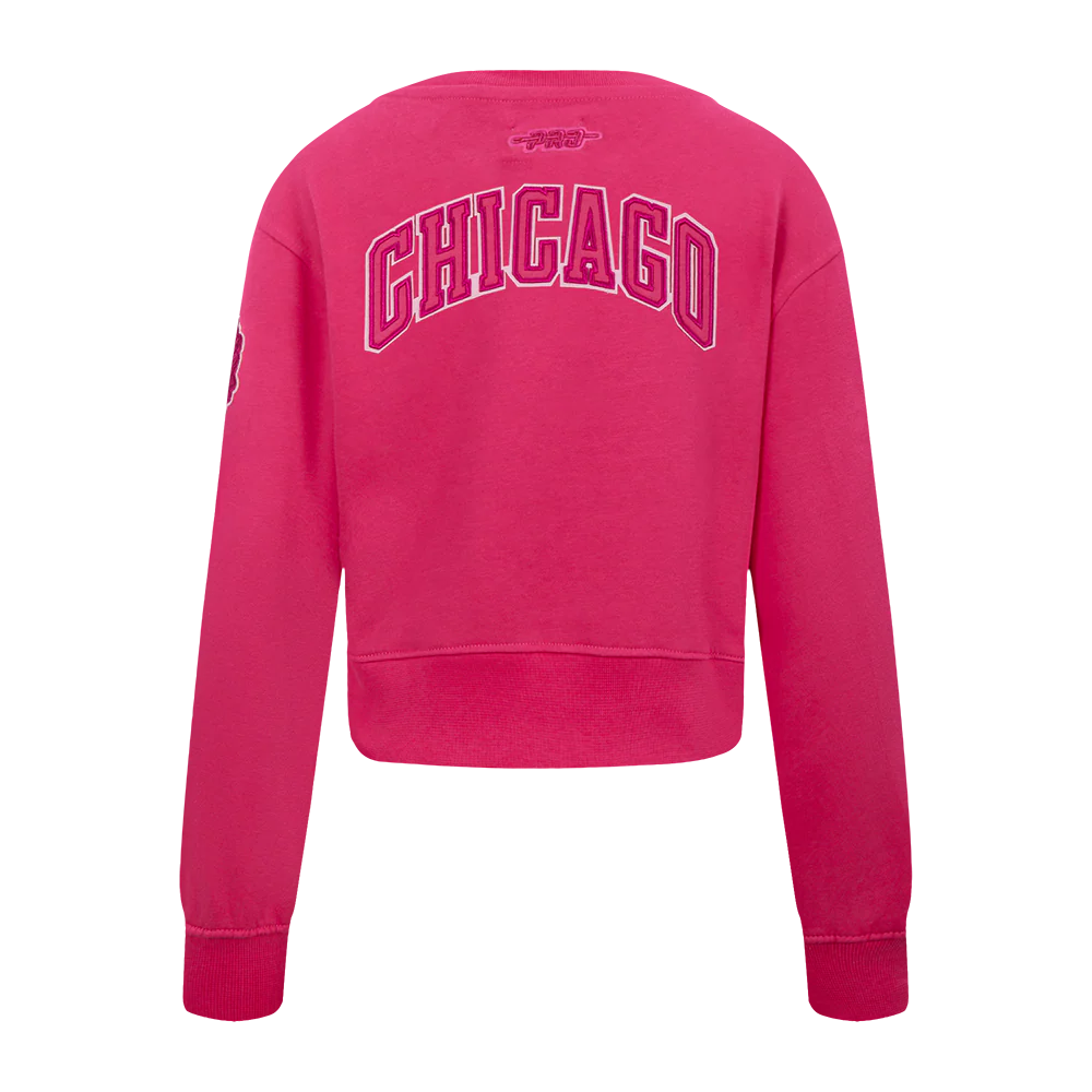 NBA CHICAGO BULLS TRIPLE PINK BIG GIRLS FLEECE CREWNECK (BEETROOT PURPLE) - Image 3
