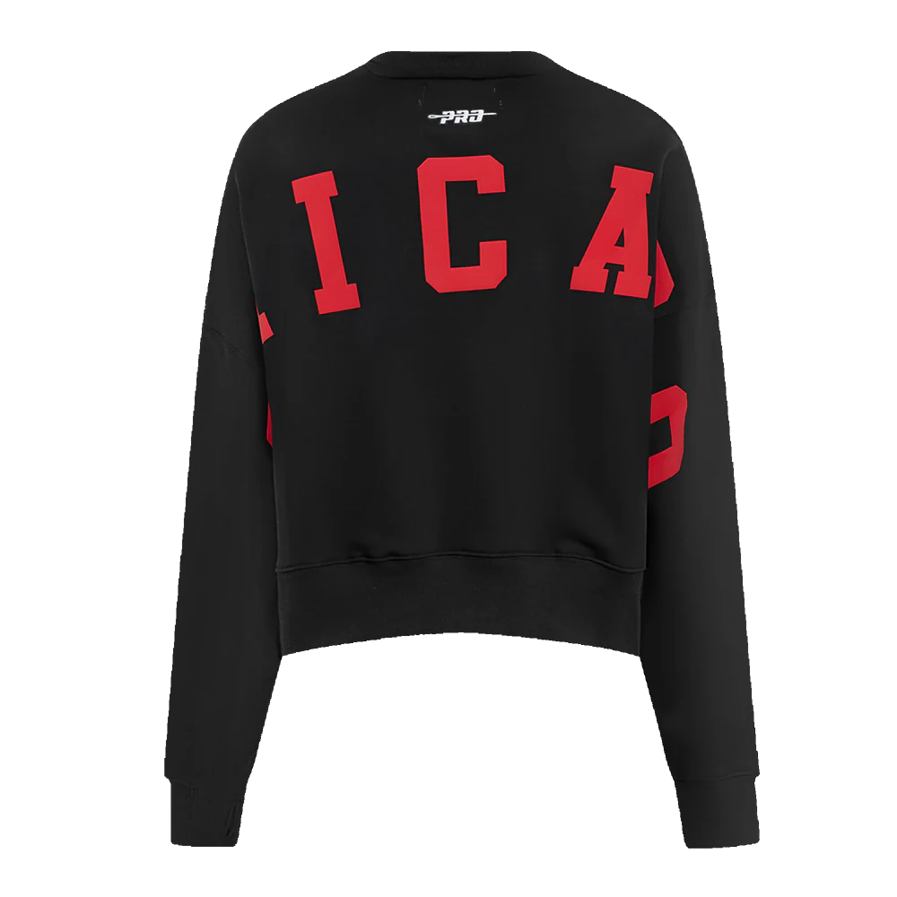 NBA CHICAGO BULLS WINGSPAN WOMEN'S FLEECE CREWNECK (BLACK) - Image 5