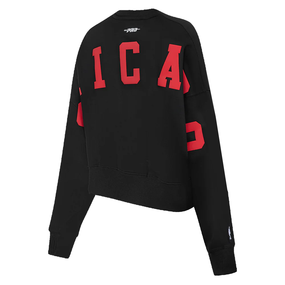 NBA CHICAGO BULLS WINGSPAN WOMEN'S FLEECE CREWNECK (BLACK) - Image 6